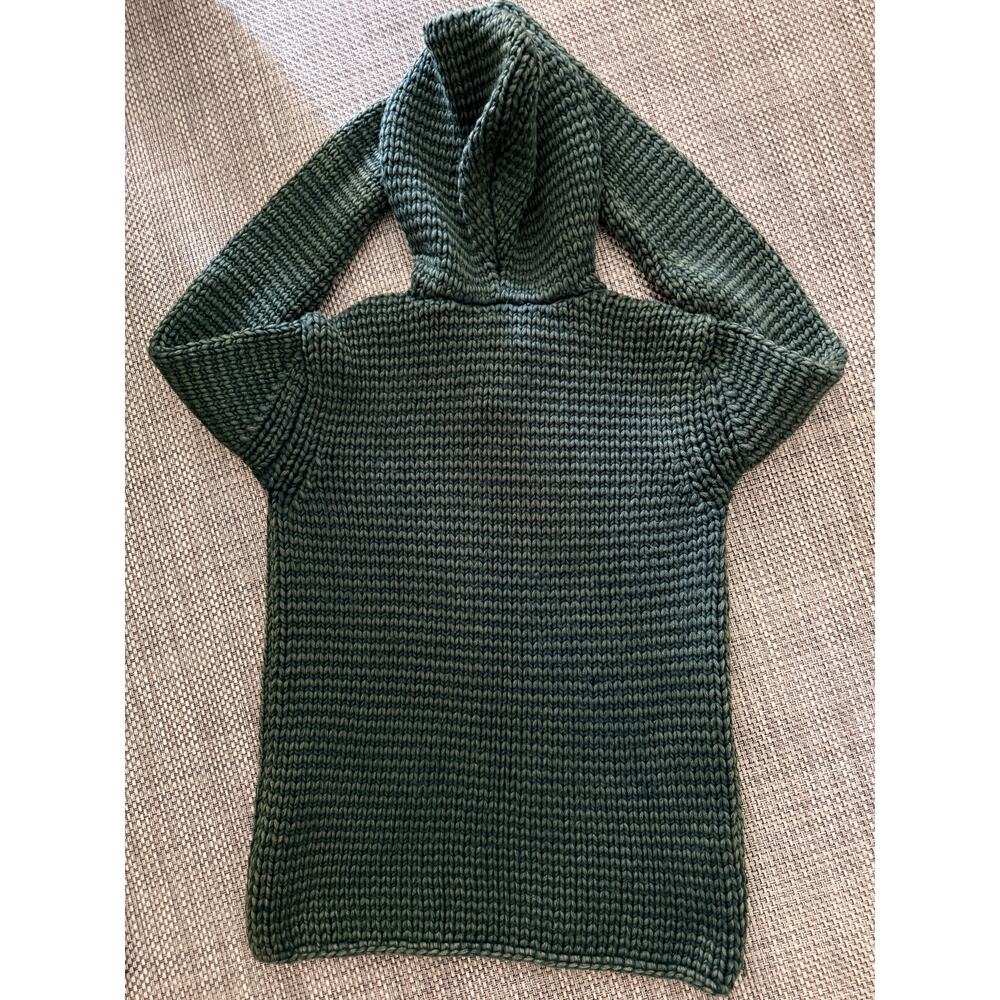 T by ALEXANDER WANG 100% Wool Chunky Crochet Knit Hoodie Tunic Sweater S Green - Picture 2 of 4